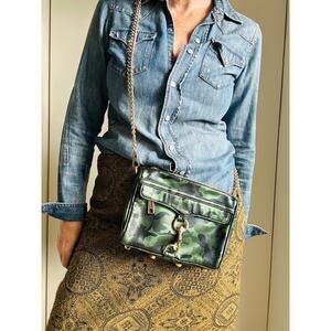 Rebecca Minkoff Camouflage Leather Handbag Crossbody to clutch Green
